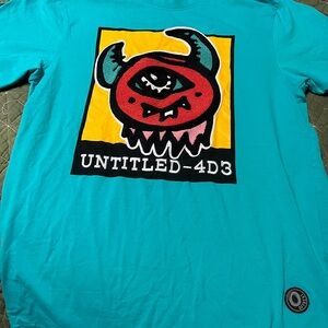 Teal Offbeat Size Medium Graphic Tee with Monster Design